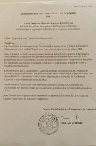 4 avril : lettre de Bilal Ag Acherif s'engageant àsigner l'accord de paix d'Alger